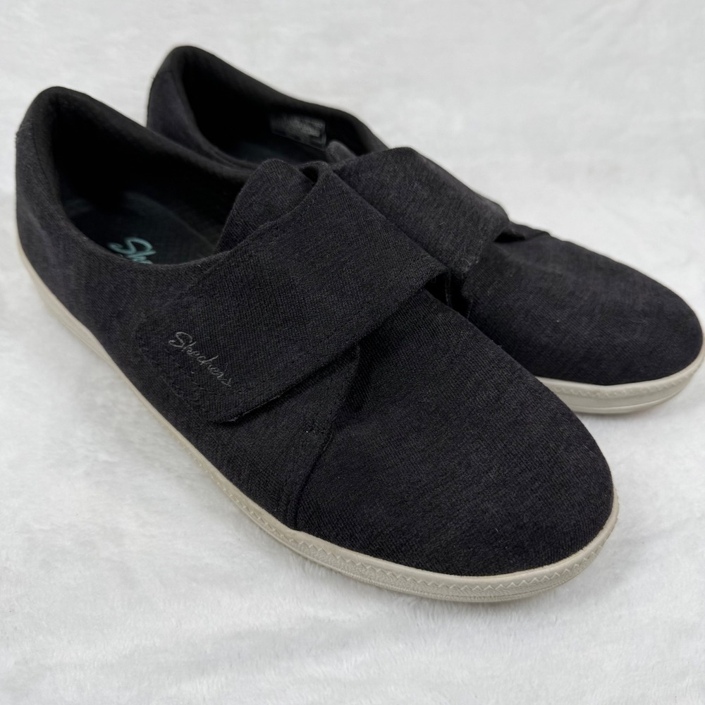 Skechers 27114 Womens Black Textile Hook Loop Air Cooled Memory Foam Sneakers 8